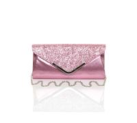 AJVANI Women's Glitter Envelope Evening Prom Party Clutch Shoulder Bag in Pink