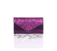 AJVANI Women's Glitter Envelope Evening Prom Party Clutch Shoulder Bag in Purple
