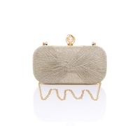 AJVANI Women's Glitter Ruched Evening Clutch Bag in Gold