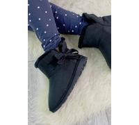 AJVANI Women's Heel Faux Fur Lined Grip Sole Ankle Boots Slippers in Black | Size: 8