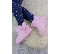 AJVANI Women's Heel Faux Fur Lined Grip Sole Ankle Boots Slippers in Pink | Size: 6