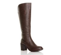 AJVANI Women's High Block Heel Chunky Biker Knee High Boots in Brown | Size: 6 AJVANI Brown 6