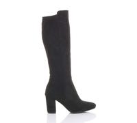 AJVANI Women's High Block Heel Stretchy Calf Calf Boots in True Black | Size: 4 AJVANI True Black 4
