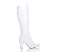 AJVANI Women's High Block Heel Stretchy Calf Calf Boots in White | Size: 3 AJVANI White 3
