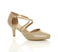 AJVANI Women's High Heel Crossed Straps 2 Part Heels in Nude | Size: 7 AJVANI Nude 7