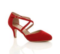 AJVANI Women's High Heel Crossed Straps 2 Part Heels in Red | Size: 4 AJVANI Red 4