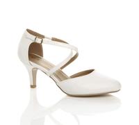 AJVANI Women's High Heel Crossed Straps 2 Part Heels in White | Size: 6 AJVANI White 6