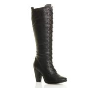 AJVANI Women's High Heel Lace Up Victorian Style Knee High Boots in Black | Size: 3 AJVANI Black 3