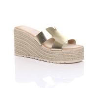 AJVANI Women's High Wedge Heel Platform Mule Sandals Espadrilles in Gold | Size: 6 AJVANI Gold 6