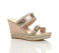 AJVANI high wedge heel diamante strappy platform sandals mules size 7 40