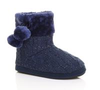 AJVANI Women's Knitted Glitter Ankle Boot Slippers in Navy | Size: 8 AJVANI Navy 8