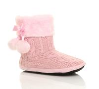 AJVANI Women's Knitted Glitter Ankle Boot Slippers in Pink | Size: 9 AJVANI Pink 9