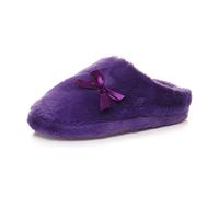 AJVANI Womens ladies bow heart gem winter fleece fur slippers slip on mules size