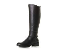 Ajvani Womens Ladies Calf mid Heel Zip Stretch Gusset Riding Boots, Black Matte, 3 UK