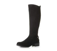 Ajvani Womens Ladies Calf mid Heel Zip Stretch Gusset Riding Boots Size, Black Suede, 6 UK