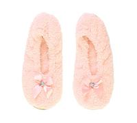 AJVANI Womens ladies elastic slip on fleece winter heart gem bow slippers non slip socks size