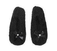 AJVANI Womens ladies elastic slip on fleece winter heart gem bow slippers non slip socks size