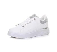 Flat Heel Diamante Sparkly Trainers AJVANI White 8