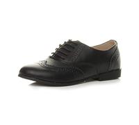 AJVANI Womens Ladies Flat Low Heel lace up smart Vintage Oxford Shoes Brogues Size