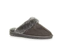 Ajvani Womens Ladies Flat Low Heel Winter Fur Lined Mules Slippers - Grey / Grey Fur - 9 UK