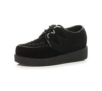 Ajvani WOMENS LADIES FLAT PLATFORM WEDGE LACE UP PUNK CREEPERS SHOES BOOTS SIZE 7 40, Black Suede, 7 UK