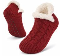 AJVANI Womens ladies grip sole fleece lined warm cosy sock slippers ankle size