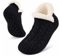 AJVANI Womens ladies grip sole fleece lined warm cosy sock slippers ankle size
