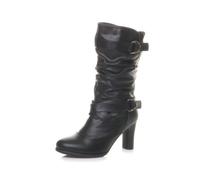 AJVANI Womens ladies high block heel ruched calf boots size
