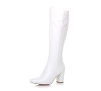 AJVANI Womens ladies high block heel stretchy elastic calf sock boot size 3 36