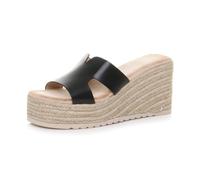 AJVANI Womens ladies high wedge heel platform mules espadrille sandals flip flops size