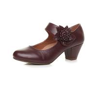 AJVANI Womens Ladies Low Block Kitten Heel Mary Jane Style Flower Leather Lined Work Court Shoes Pumps Size.