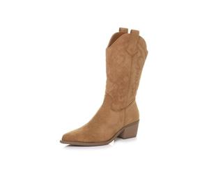 AJVANI Womens ladies low cuban heel pointed toe western calf cowboy boots size 3 36