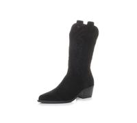 AJVANI Womens Ladies Low Cuban Heel Pointed Toe Western Calf Cowboy Boots Size 7 40 Black Suede