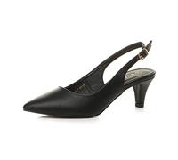 AJVANI Womens Ladies Low Heel 50s Slingback Buckle Pointed Open Back Shoes Size 4 37 Black Matte