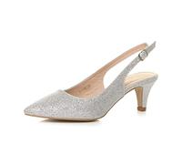 AJVANI Womens Ladies Low Heel 50s Slingback Buckle Pointed Open Back Shoes Size 5 38