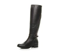 AJVANI Womens ladies low heel stretchy biker buckle calf knee chelsea riding boots size