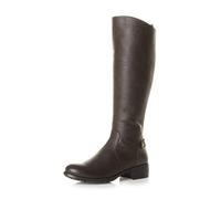 AJVANI Womens ladies low heel stretchy biker buckle calf knee chelsea riding boots size