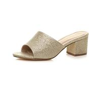 AJVANI Womens ladies low mid block heel casual party evening mules sandals size