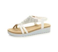 AJVANI Womens ladies low wedge heel flatform diamante t-bar slingback sandals size
