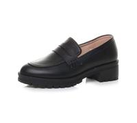 AJVANI Womens Ladies mid Block Heel Chunky Slip on School Shoes Penny Loafers Size