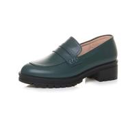 AJVANI Womens Ladies mid Block Heel Chunky Slip on School Shoes Penny Loafers Size