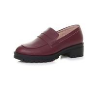 AJVANI Womens Ladies mid Block Heel Chunky Slip on School Shoes Penny Loafers Size