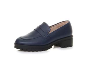 AJVANI Womens Ladies mid Block Heel Chunky Slip on School Shoes Penny Loafers Size 6 39