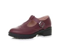 AJVANI Womens Ladies mid Block Heel Chunky t-bar Mary Jane Brogue Shoes Size