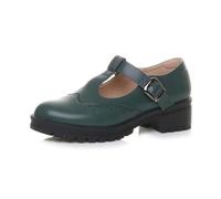 AJVANI Womens Ladies mid Block Heel Chunky t-bar Mary Jane Brogue Shoes Size 8 41