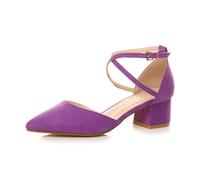 AJVANI Womens Ladies mid Block Heel Cross Strap Evening Mary Jane Court Shoes Size 3 36