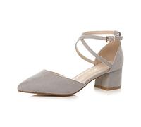 AJVANI Womens Ladies mid Block Heel Cross Strap Evening Mary Jane Court Shoes Size 3 36