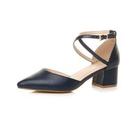 AJVANI Womens Ladies mid Block Heel Cross Strap Evening Mary Jane Court Shoes Size 4 37