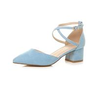 AJVANI Womens Ladies mid Block Heel Cross Strap Evening Mary Jane Court Shoes Size 6 39