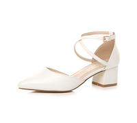 AJVANI Womens Ladies mid Block Heel Cross Strap Evening Mary Jane Court Shoes Size 6 39